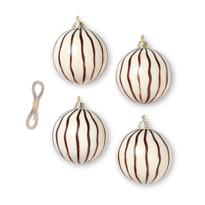 Glazen kerstbal red/brown | set van 4
