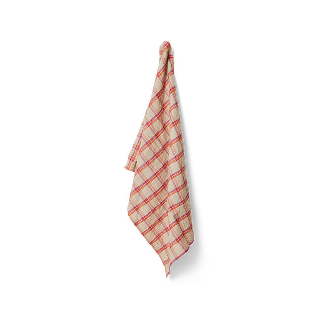 Theedoek Vida | strawberry/cream 50x70 cm