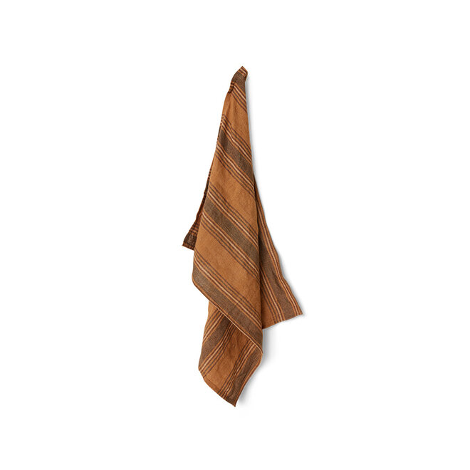 Theedoek Vida gestreept | amber/grey 50x70 cm
