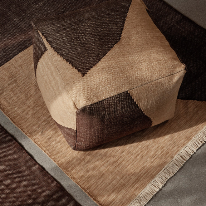 Forene Square Pouf | Tan/Chocolate