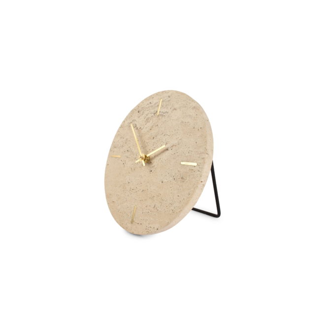 Tafelklok travertine beige | 20 cm