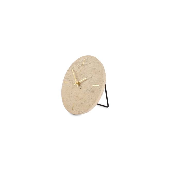 Tafelklok travertine beige | 15 cm