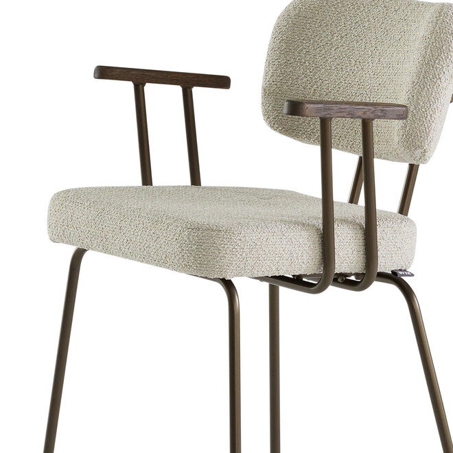 Eetkamerstoel Ted | Naturel met Anodic frame | met arm Smoke