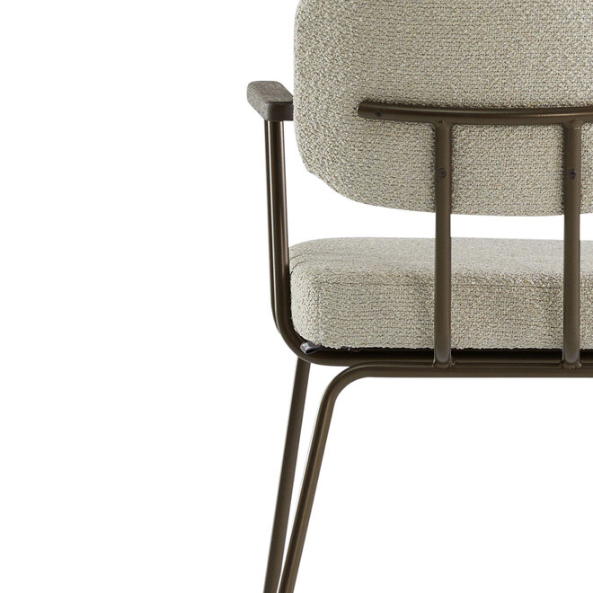 Eetkamerstoel Ted | Naturel met Anodic frame | met arm Smoke