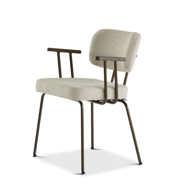 Eetkamerstoel Ted | Naturel met Anodic frame | met arm Smoke