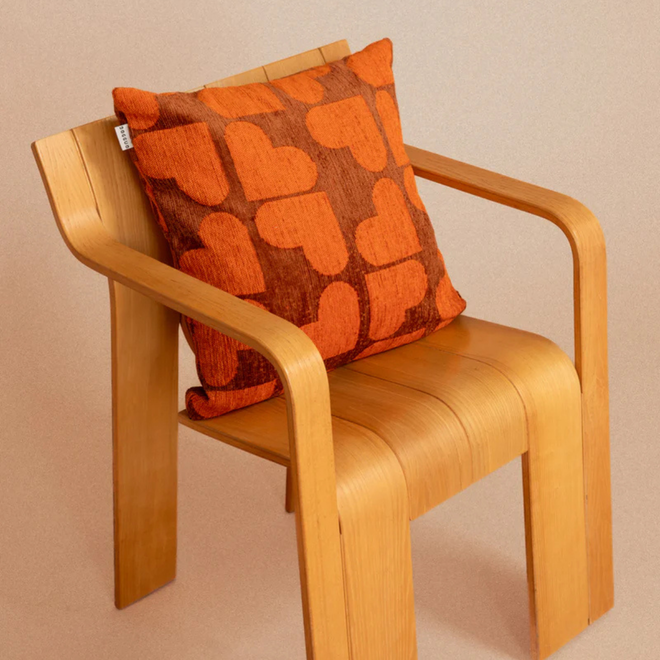 Sierkussen Heart Brown/Oranje