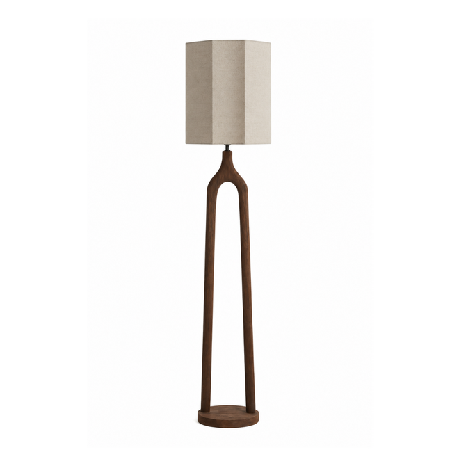 Vloerlamp | Xitta | Donker hout + linnen
