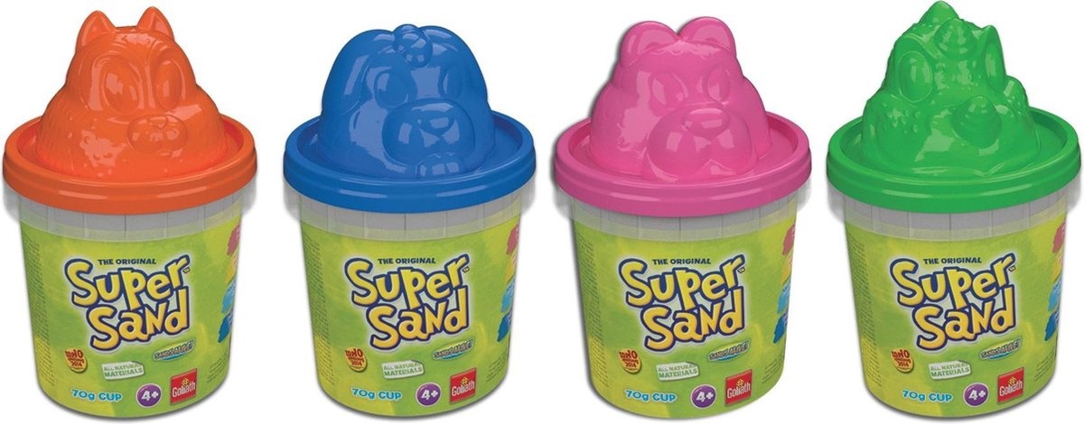 Super Sand Animals - potje Super Sand met deksel die te gebruiken is als vormpje - 1 exemplaar assorti uitgeleverd