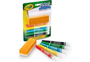 Crayola Washable Colour Wipeoffs - Whiteboardset - 5 stiften en 1 wisser