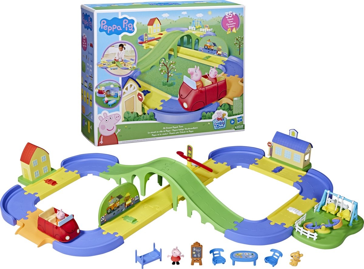Peppa Pig: All around Peppa's town - Peppa's Stad speelstad met geluid en speelfiguren