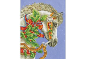 Diamond Painting Volwassenen - Ronde Steentjes - Volledig Pakket - Hobby - Diamond Dotz® - DD10.037 - Dieren -Kerst paard 41 x 54cm
