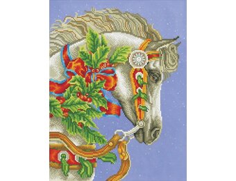 Diamond Painting Volwassenen - Ronde Steentjes - Volledig Pakket - Hobby - Diamond Dotz® - DD10.037 - Dieren -Kerst paard 41 x 54cm