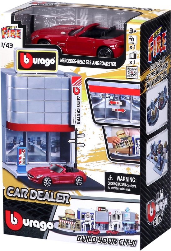 Bburago 1:43 StreetFire City Playset incl 1 auto - 1 set assorti uitgeleverd
