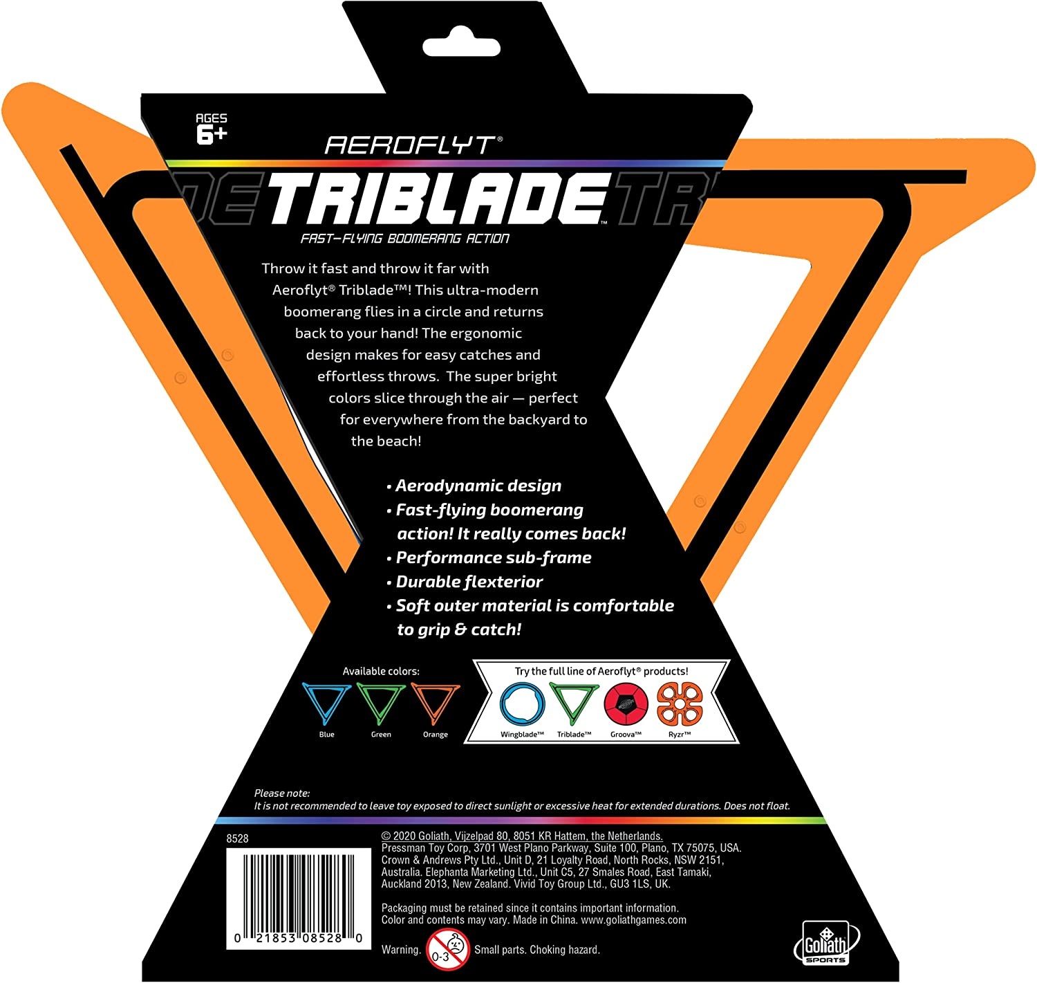 WAHU Sports Aeroflyt Triblade Fast Flying Boomerang Action - Oranje