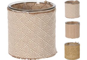 Kaarsenhouder glas Klein (10cm) met natuurlijke versiering - 1 stuk assorti uitgeleverd