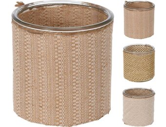 Kaarsenhouder glas Groot (12cm) met natuurlijke versiering - 1 stuk assorti uitgeleverd