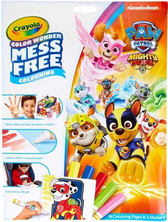 Crayola Paw Patrol - Mighty Pups - Wonderkleurboek met 5 Stiften