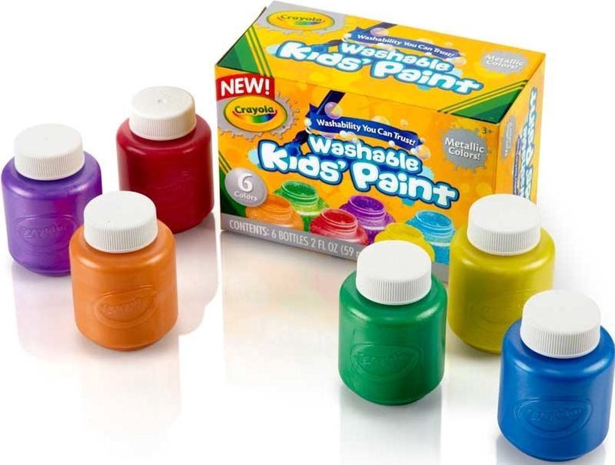 Crayola Washable Kids Paint - 6 Flessen afwasbare verf Metaalkleur