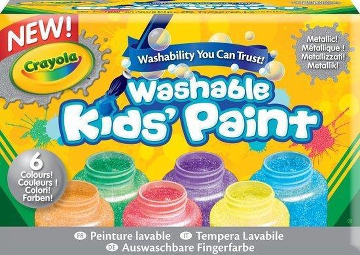 Crayola Washable Kids Paint - 6 Flessen afwasbare verf Metaalkleur