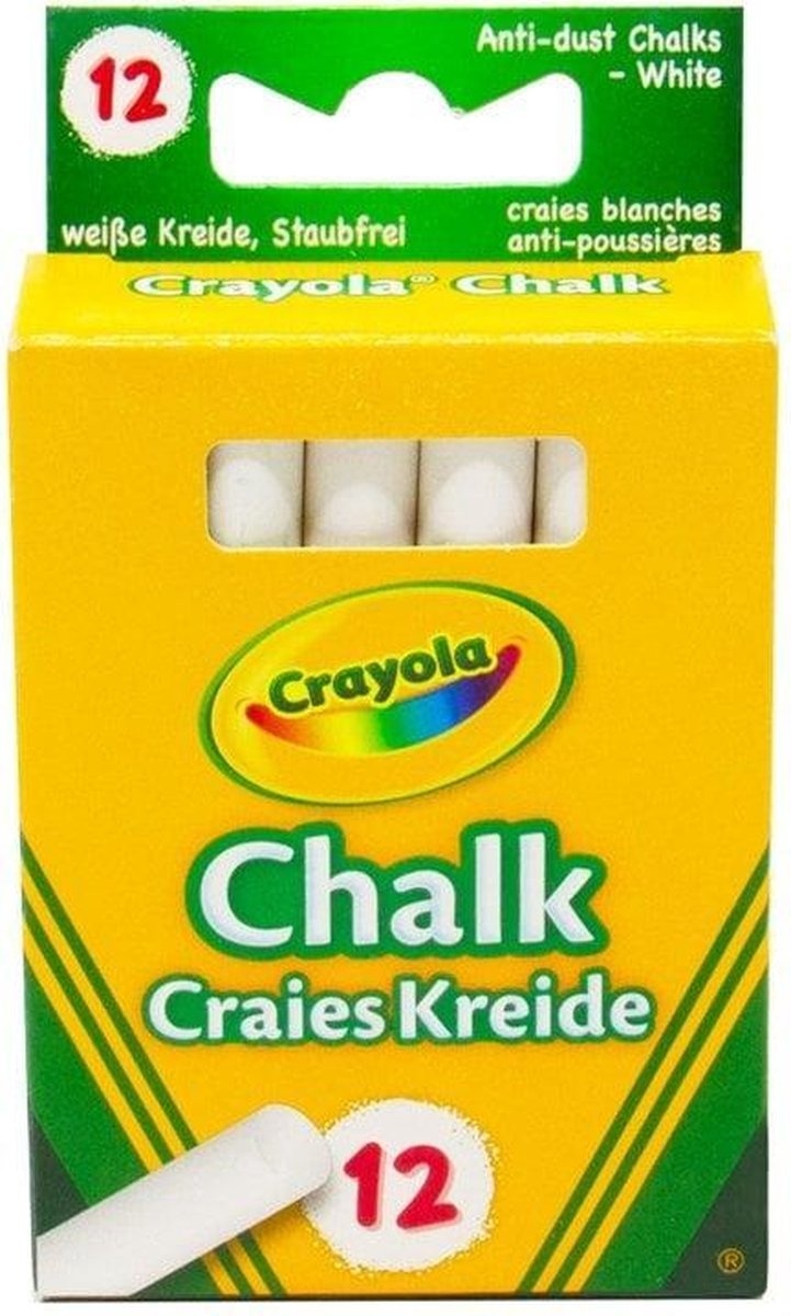 Crayola - 12 Stuks wit bordkrijt - Anti-stof formule