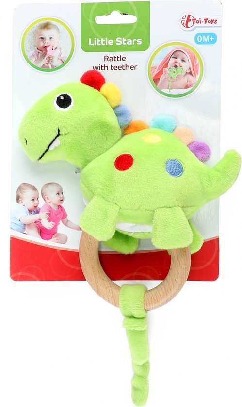 TOIT458381 - Rammelaar/bijtring van hout dino Little stars Toi-