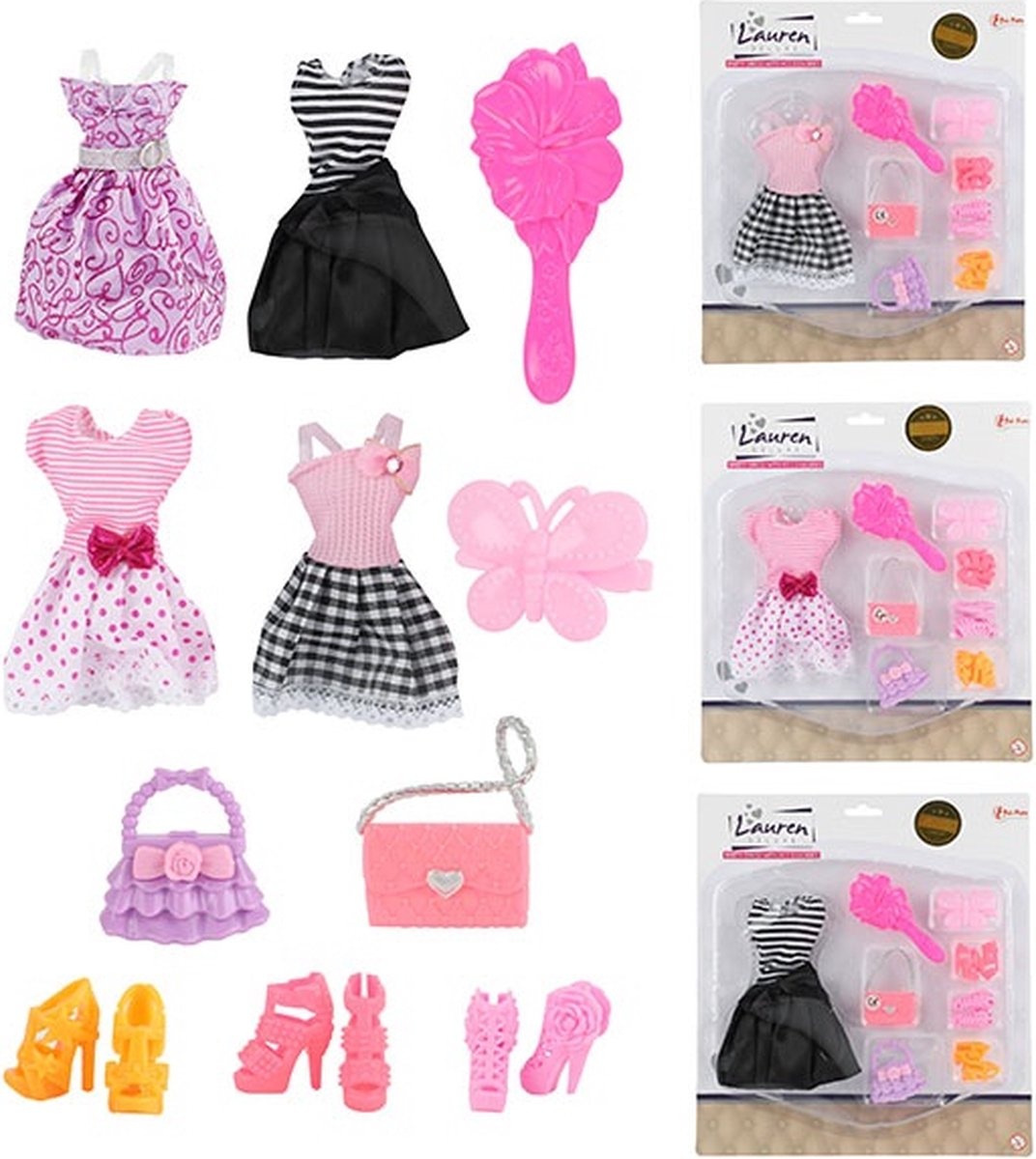 TOIT458086 - Jurk met accessoires Lauren Toi-Toys (08415Z-ASS) - 1 set assorti uitgeleverd