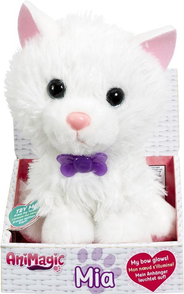 Animagic Mia - Poesje met geluid en lichtgevende strik 16cm