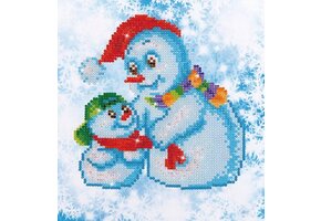 DIAMOND DOTZ DD3.014, Originele 5D Diamond Painting Set Snow Family, Knutselpakket met 3.136 Ronde Steentjes, Dotz voor Volwassenen, Hobbypakket ca. 25x23 cm voor Kinderen Vanaf 8 Jaar