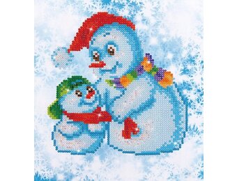 DIAMOND DOTZ DD3.014, Originele 5D Diamond Painting Set Snow Family, Knutselpakket met 3.136 Ronde Steentjes, Dotz voor Volwassenen, Hobbypakket ca. 25x23 cm voor Kinderen Vanaf 8 Jaar