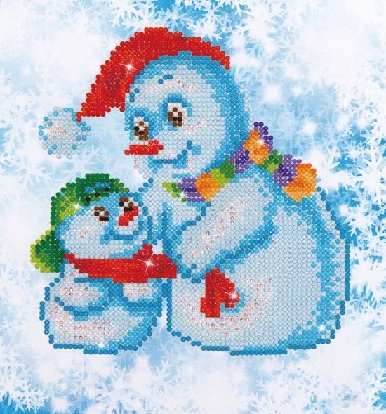DIAMOND DOTZ DD3.014, Originele 5D Diamond Painting Set Snow Family, Knutselpakket met 3.136 Ronde Steentjes, Dotz voor Volwassenen, Hobbypakket ca. 25x23 cm voor Kinderen Vanaf 8 Jaar
