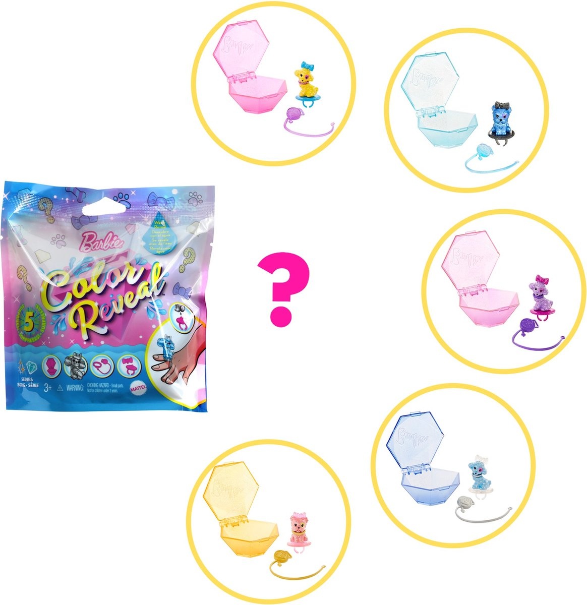 Barbie Color Reveal Pets Wave 1 Shimmer Serie - 1 stuk assorti uitgeleverd