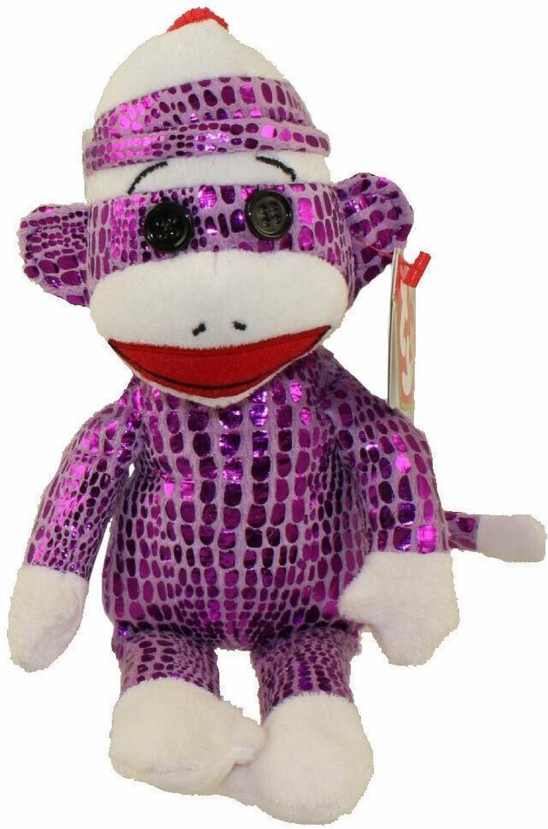 Ty Beanies Sock Monkey Aap Paars +/- 15 cm