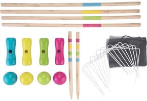 Croquetset, berkenhout, 75 cm in tas voor 4 spelers