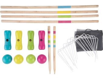 Croquetset, berkenhout, 75 cm in tas voor 4 spelers