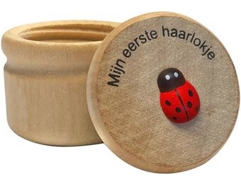 Haarlok Doosje - Mijn Eerste Haarlokje Houten Doosje met Lieveheersbeestje