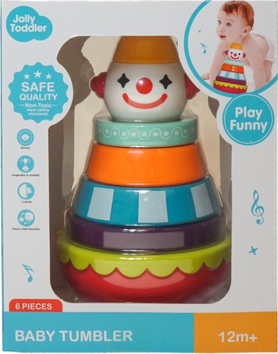 JollyToddler - Baby Tumbler - Educatief - Kleuren - Peuter - Baby - Leren - Stapelen - Clown - Tumbler