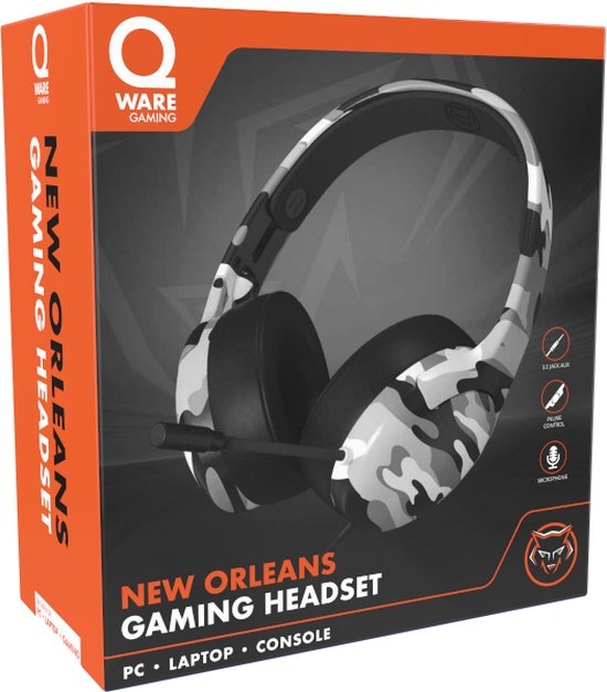 Qware Gaming - Headset - New Orleans - Geschikt voor Playstation 4 - Playstation 5 - PC - Multi platform - Artic Camo White