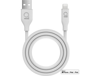 Qware - USB A to Lightning - Kabel - Cable - Fast charge - Snel laden - 1 meter - Siliconen - Knoop vrij - Extra flexibel - Wit