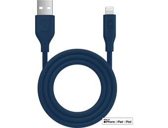 Qware - USB A to lightning - Kabel - Cable - Fast charge - Snel laden - 1 meter - Siliconen - Knoop vrij - Extra flexibel - Blauw
