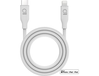 Qware - USB C to Lightning - Kabel - Cable - Fast charge - Snel laden - 1 meter - Siliconen - Knoop vrij - Extra flexibel - Wit