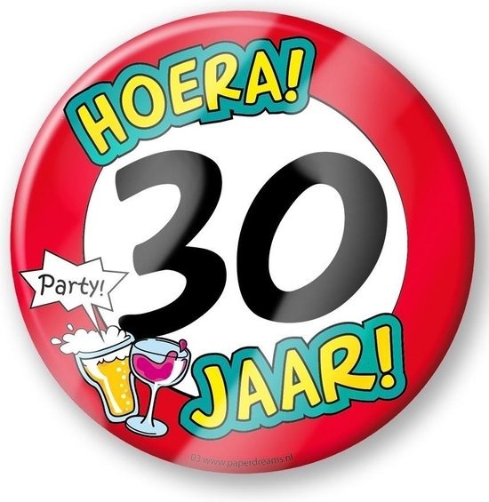 Paper Dreams Bierviltjes 30 Jaar 10 Cm Rood/wit 6 Stuks