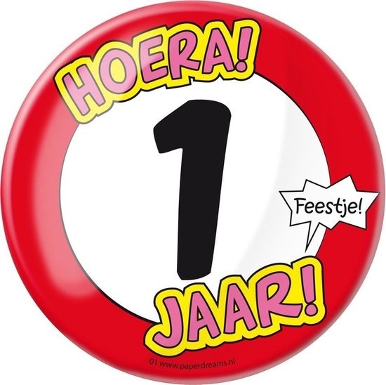 Paperdreams - XL Button - 1 jaar - Doorsnee 10 cm
