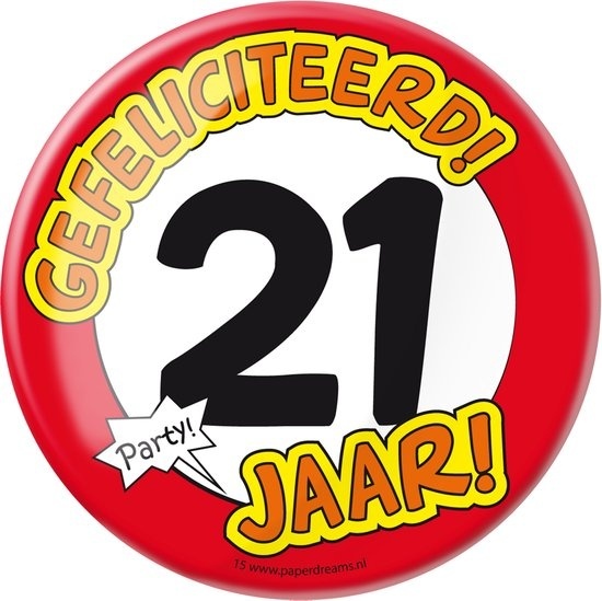 Paperdreams - Button XL - 21 Jaar