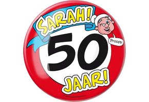Paperdreams - XL Button - 50 jaar Sarah - Doorsnee 10 cm