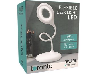 Qware Office - Flexible Desk Light - Led lamp - Toronto 39 cm - Bureaulamp - Wit - Dimbaar