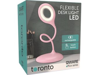 Qware Office - Flexible Desk Light - Led lamp - Toronto 39 cm - Bureaulamp - Roze - Dimbaar