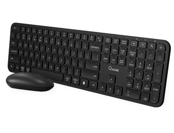 Qware Office - Toetsenbord - Muis - Draadloos - 2.4ghz - USB - Desktopset - Combo - Dongel - Energiebesparend - Eastbourne - Stille klik - Zwart - Qwerty