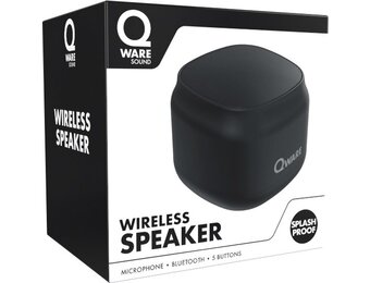 Qware - Draadloze Speaker - 5W - Draadloos- Bluetooth 5.1 - Muziek Box - Splash Proof - Knoppen - USB-C - 4h luisteren op 50% - Zwart