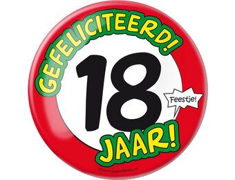 Paper Dreams - XL Button - 18 jaar - Doorsnee 10 cm