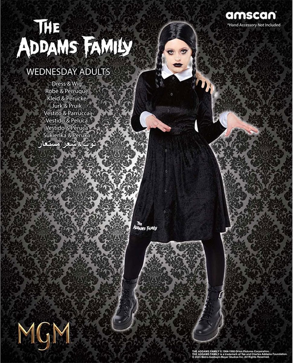 Amscan - Wednesday jurk - Addams Family (maat M/L) - Carnaval - Wednesday Addams kostuum - Wednesday jurk